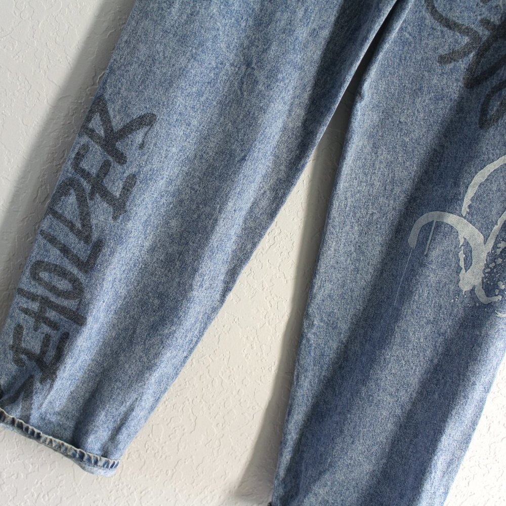 H&M Graffiti ultra High Waisted Wide Leg Jeans Size 0 / inseam 32 - Picture 5 of 15